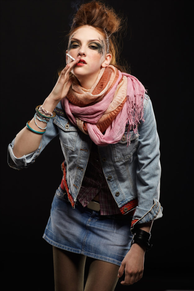 glam punk girl smoking