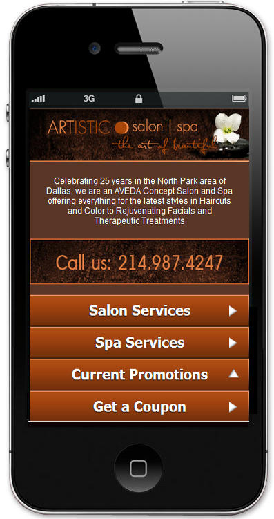 salon mobile website design